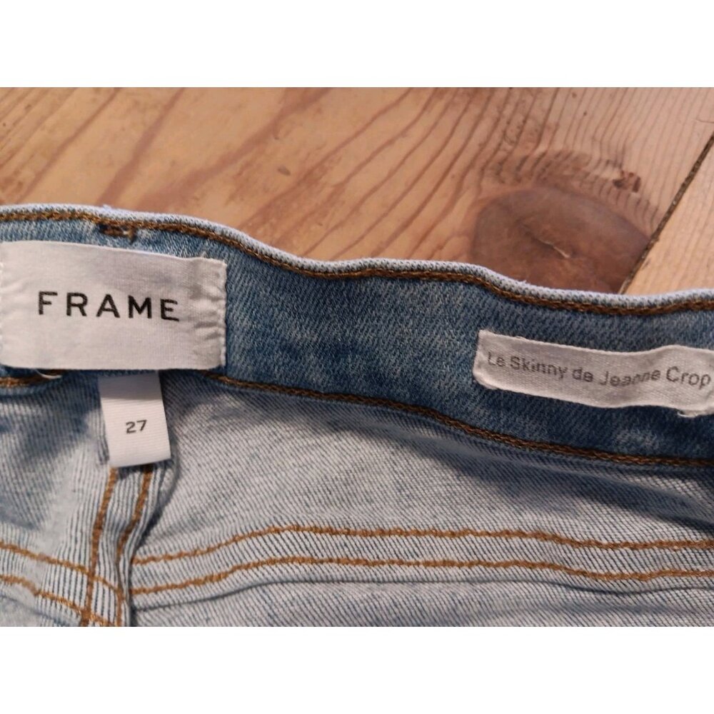 Frame Jeans Womens 27 Le Skinny De Jeanne Crop Light Wash Distressed Stretch - Picture 7 of 8